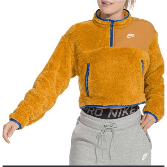 Nike Jackets & Blazers - Nike Teddy Bear Sherpa Cropped Pullover Jacket Size L
